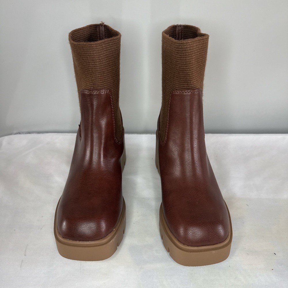 Sun + Stone Boots Womens Size 6 Brown Verity yp Chelsea Lug Sole Ankle Platform